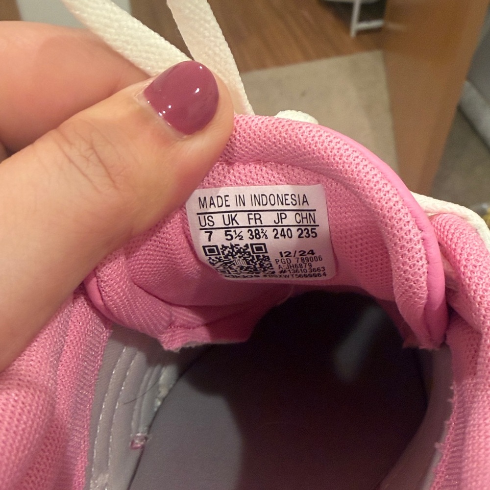 Adidas Pink and Cream Striped Sneakers - Picture 4 of 5